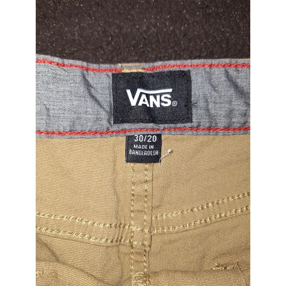 VANS brown Chino Shorts Men's Regular Fit Cotton Blend Flat Front Pockets Logo - Picture 5 of 10